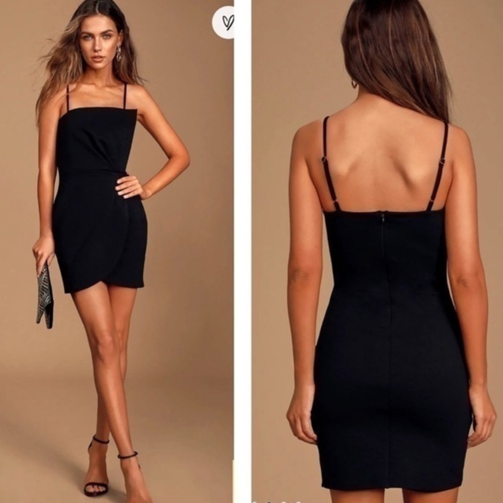 Lulus Drinks On Me Sleeveless Pleated Bodycon Dress in Black Size L NWOT